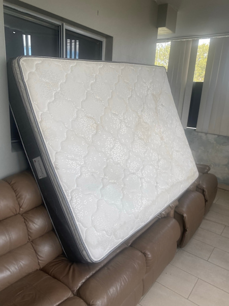 1 triple seater sofa and 2 single seater and queen size mattress62863383790594114