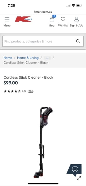 Kmart anko cordless 2025 stick cleaner sl593c