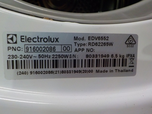 Item 2956 Electrolux 6.5KG  Dryer  (Includes Delivery & Warranty)63017766455425111