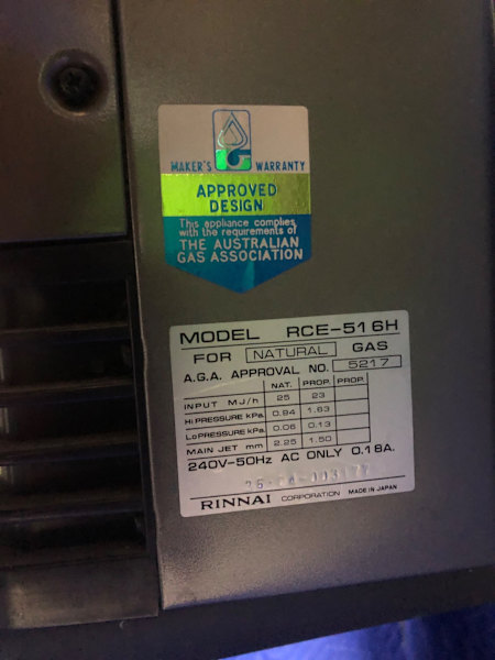 Rinnai Natural Gas Heater Convector 516 Made In Japan63470145349634113