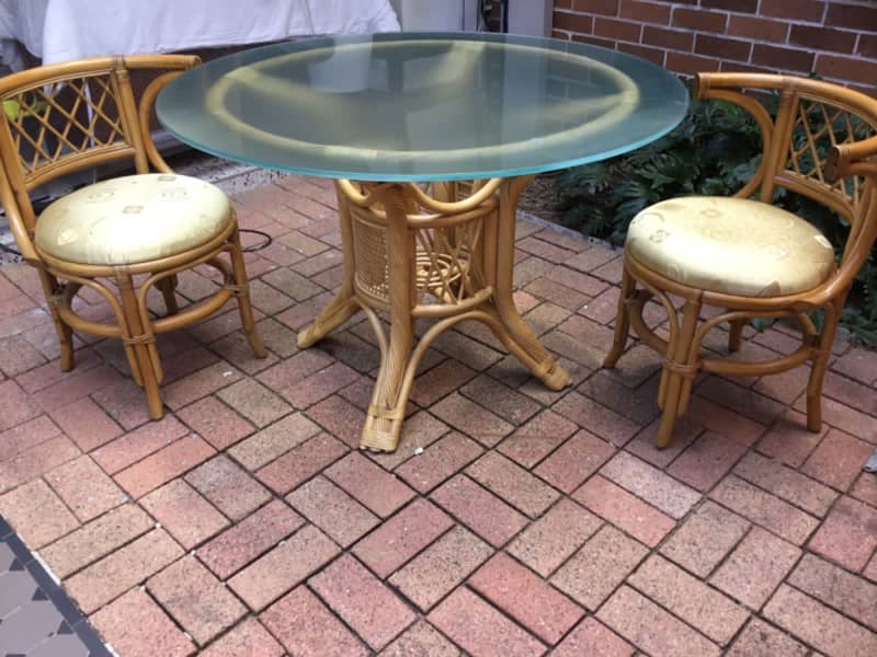 Cane dinning set with brand new upholstery,also can sell separately 62863384511107112