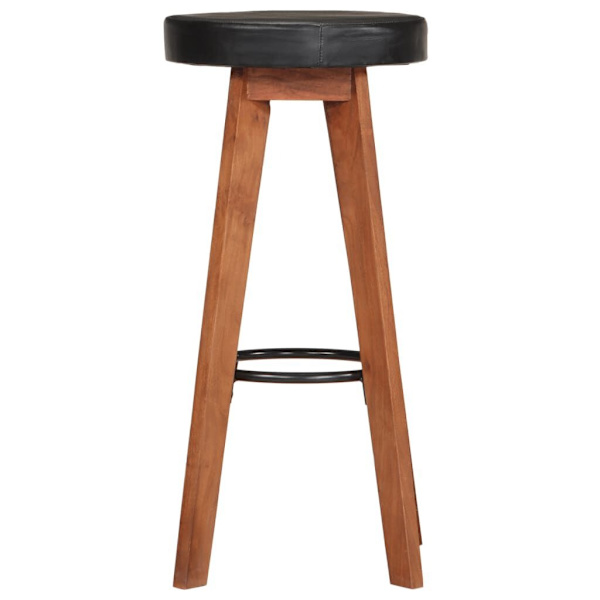 Bar Stools 2 pcs Real Leather and Solid Wood Acacia62865820867843112