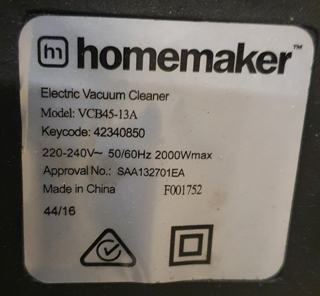 Hose for HomeMaker Vacuum Cleaner VCB45-13A, CLAYTON pickup63014708164481111