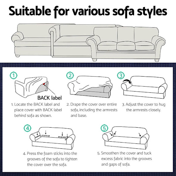 Sofa Cover Couch Covers 3 Seater High Stretch Black62863382686337112