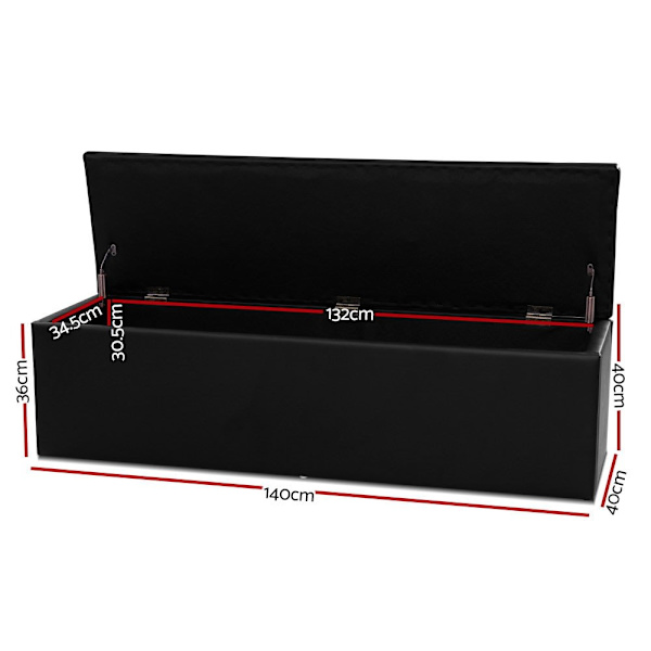 Storage Ottoman Blanket Box 140cm Leather Black62863372513922112