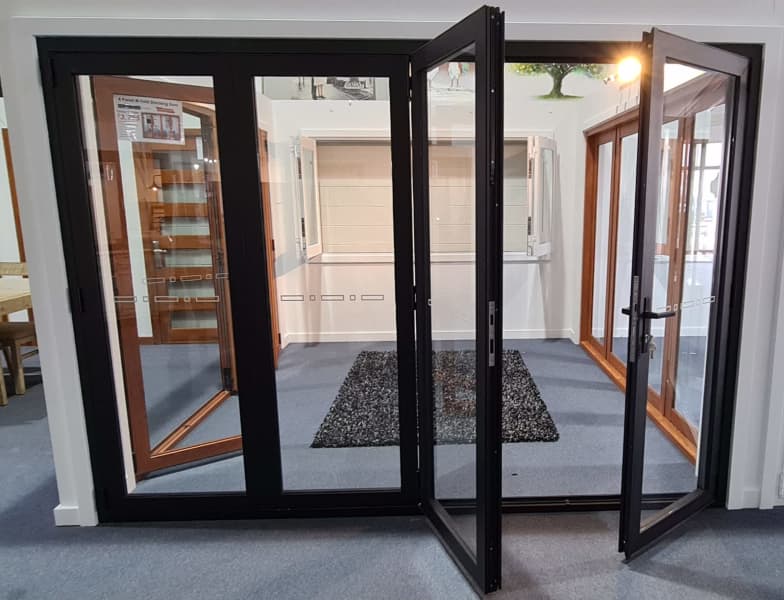Aluminium 4 Panel Bi Fold Stacking Door - Black, White, Timber Effect63007782031747112