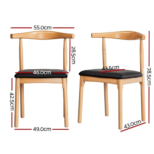 4x Dining Chairs Rubber Wood Leather Seat Black62864723777538113