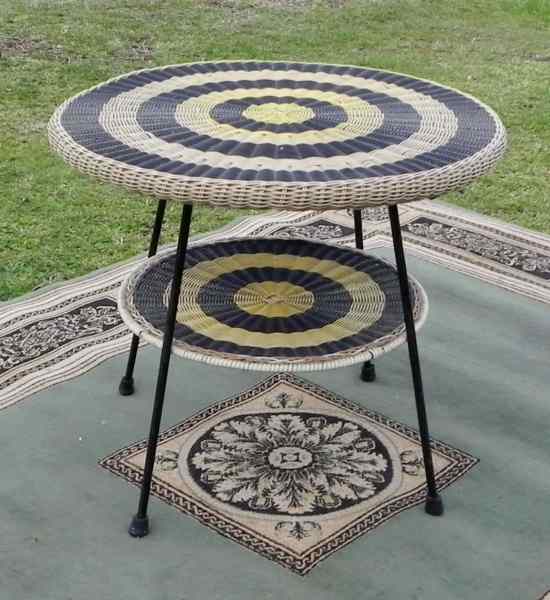 Vintage Retro 2 Tier Round Cane Coffee Table62863841057539111