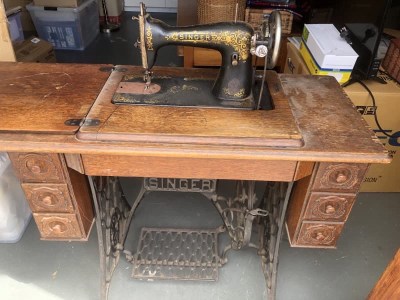 singer sewing machine and desk