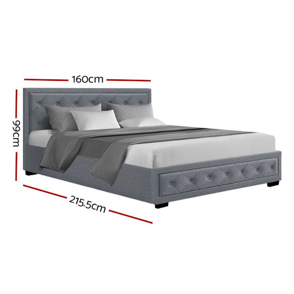 ELVA Luxury Bed Frame with Gas Lift Storage & Tufted Headboard - Queen62863408249985114