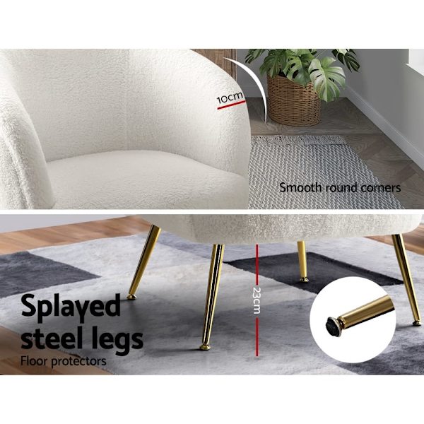 Armchair Lounge Chair Accent Chairs Armchairs Sherpa Boucle Sofa White62863381796738113