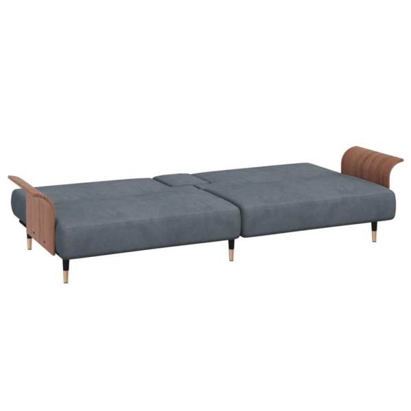 Sofa Bed with Cup Holders Dark Grey Velvet62863383285763113
