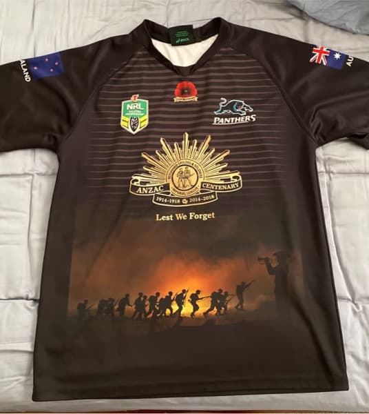 Penrith Panthers Anzac Day - Lest We Forget - Rugby Team Baseball Jerseys  Shirt
