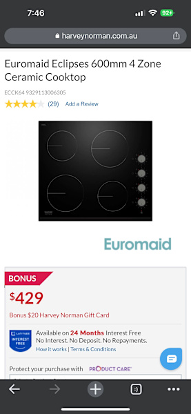 euromaid eclipses 600mm 4 zone ceramic cooktop