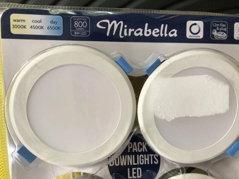 mirabella 8w tri colour led downlight