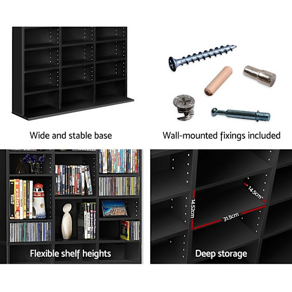 Bookshelf CD Storage Rack - BERT Black62863373419267113