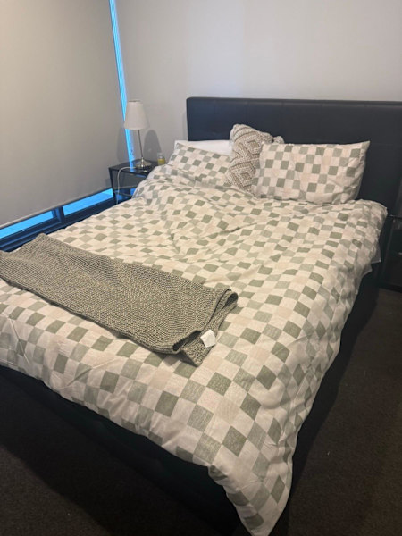 Queen side bed with mattress and bed side tables62863406068227111