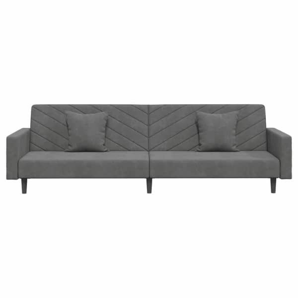 2-Seater Sofa Bed with Two Pillows Dark Grey Velvet62863374424833112