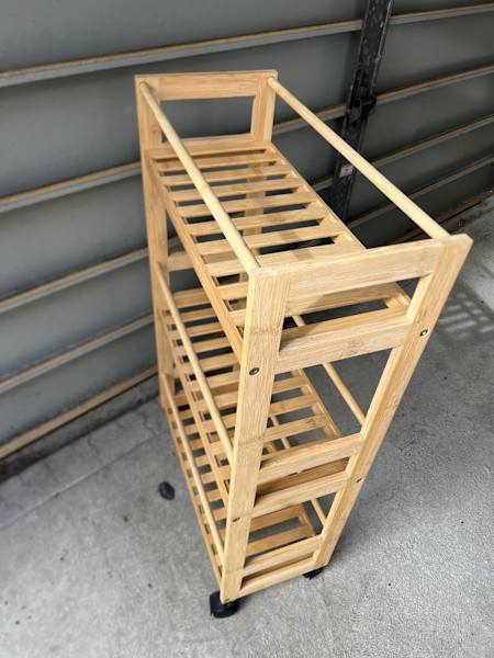Bamboo shelving trolley with wheels62863410870529111