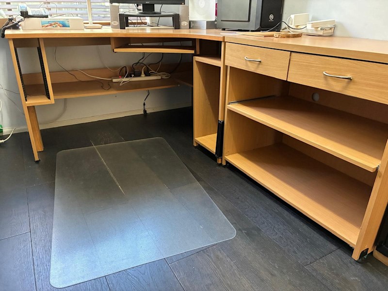 L-Shaped Office Desk with Drawers & Shelves62863383369602112