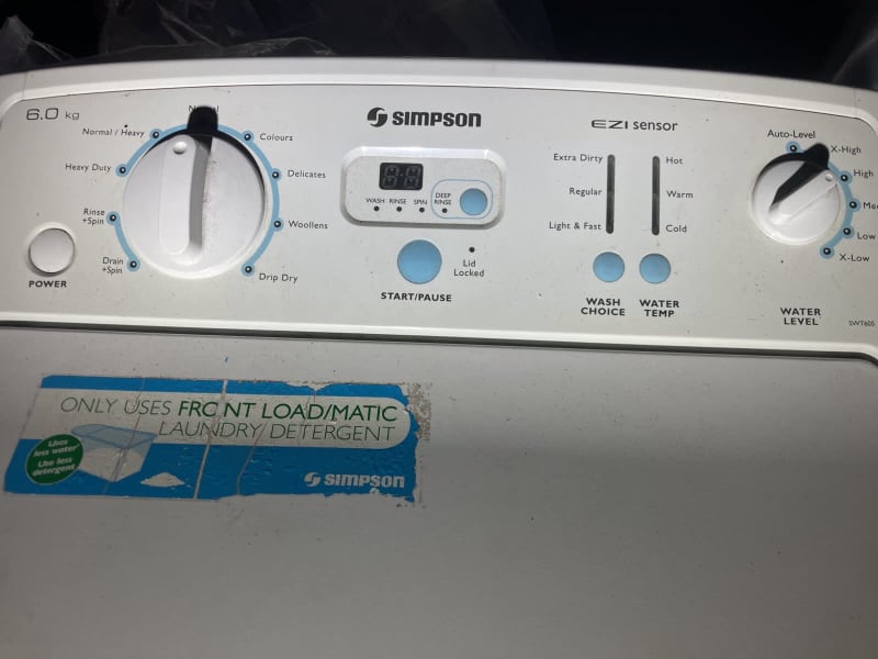 simpson washing machine 6kg top loader