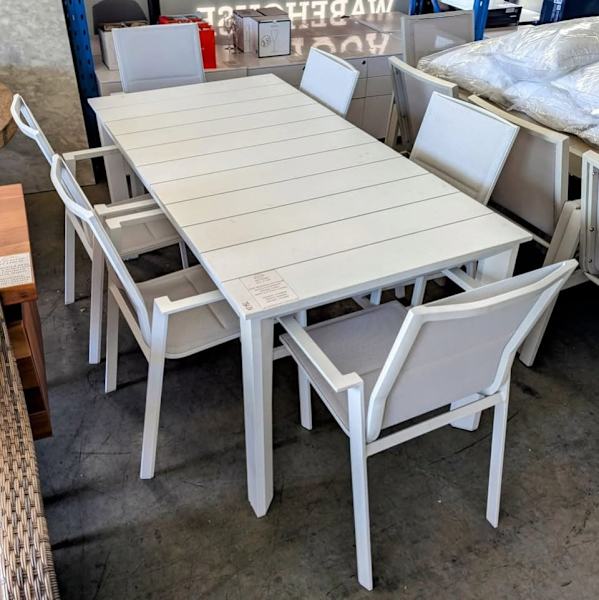 NEW DESIGNER WHITE EXTENDED TABLE SET WITH 8 CHAIRS-$299962863412248193112