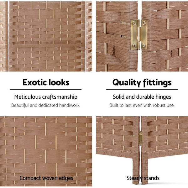 4 Panel Room Divider Screen 163x170cm Woven Natural62863411241986113