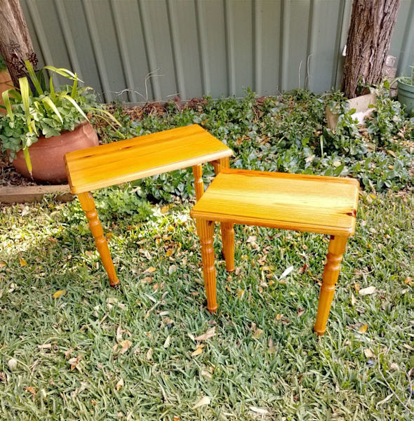 Nest of Two Small Natural Timber Side Tables 62863838503426111