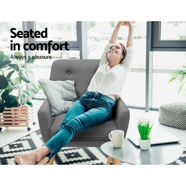Armchair Linen Fabric Grey Charcoal62863377267969113