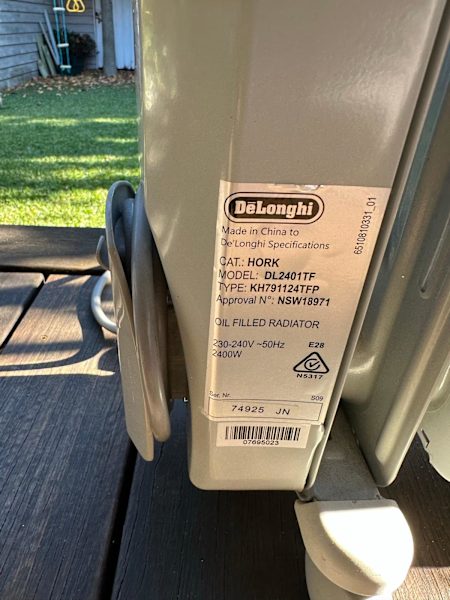 Oil heater delonghi DL2401TF630133491106591129