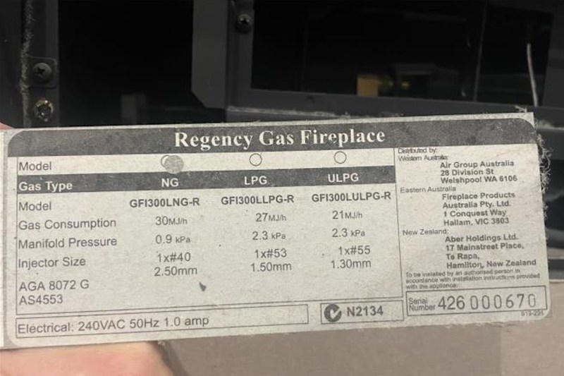 Regency Greenfire GFi300L gas inbuilt fire place63018174329475114