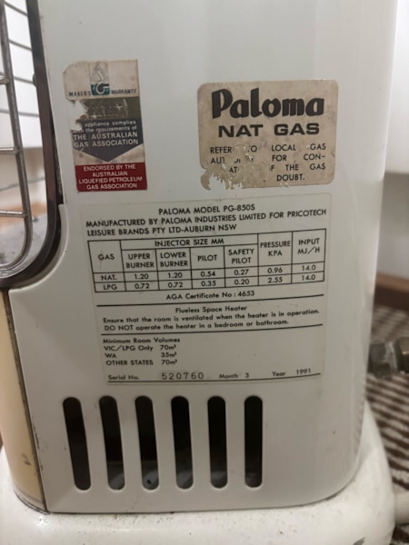 Paloma Natural Gas Heater 14MJ63019991572483111