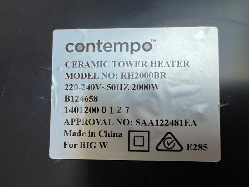 Contempo Ceramic Tower Heater 2000W only $3563019991189123111
