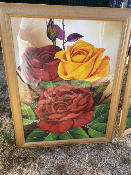 Vintage Red Acrylic Picture Frame Glass Front 12.5x10