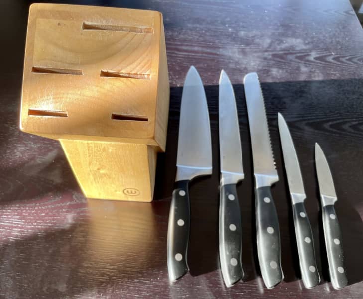 New WILTSHIRE Staysharp Premium Radius 6pc Knife Block Set Built in  Sharpener