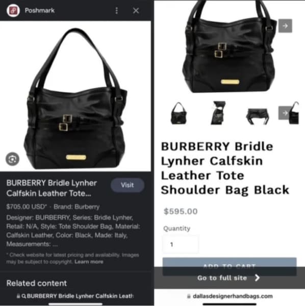 Burberry Bridle Lynher Calfskin Leather Tote Shoulder Bag