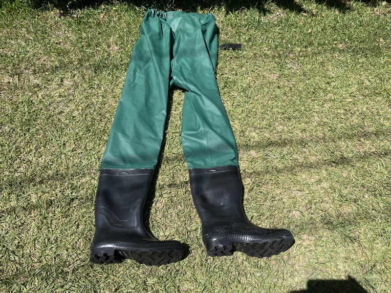 Wading Pants, Waist High with Boots 100% Waterproof Waders Breathable  Fishing Chests Waders Rain Boot for Hunting Stocking Foot Waders,Dark  Green,EU40