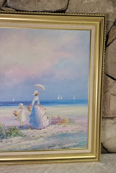 XLarge Original Oil Painting Ocean Seascape Ornate J. Miller