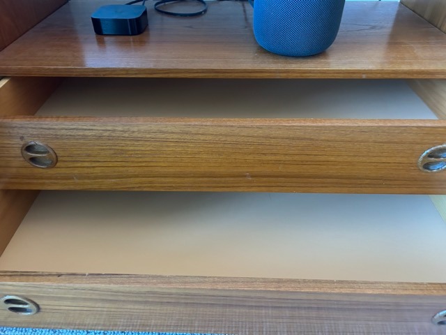 Midcentury teak veneer cabinets and drawer set62929669480321114