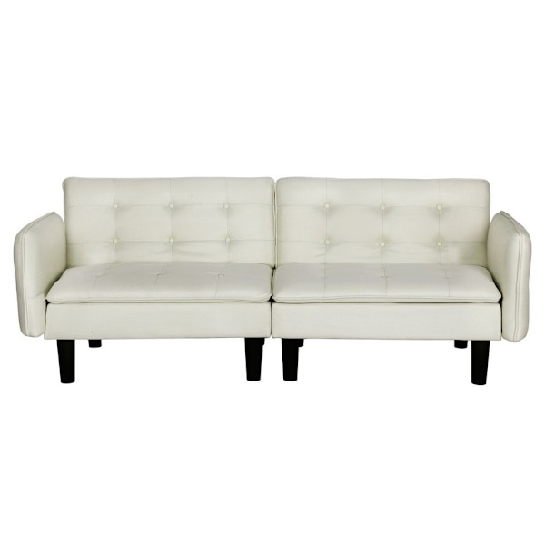 Sofa Bed 3 Seater Tufted Faux Linen Beige62863378132225112
