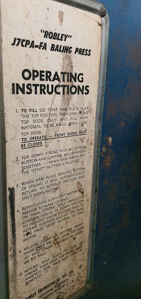 Robley Vertical Baling Press, working, offer considered, Carlton63612128610947111