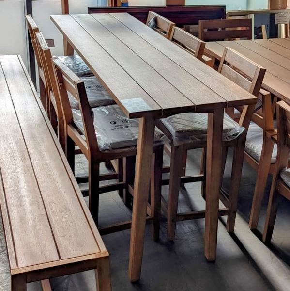 NEW CHELSEA TIMBER 7 PCS DINING/BAR TABLE WITH SEAT CUSIONS-$239962863412143747111