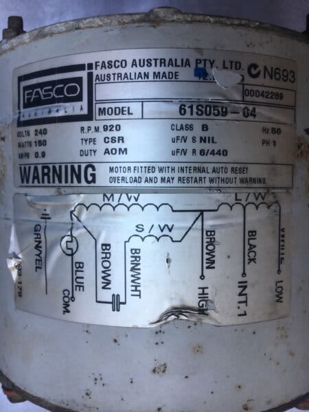 AIR CONDITIONER CONDENSER FAN MOTOR- FASCO.MODEL-61S059-04.63016488837633111