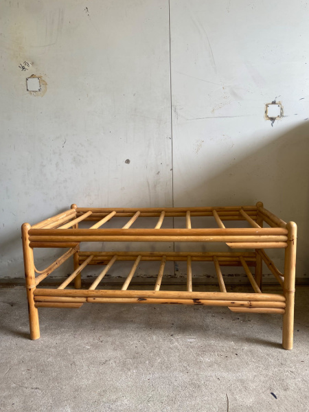 Vintage bamboo cane coffee table with magazine Rack - no glass 62863381237123112