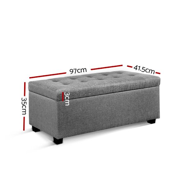 Storage Ottoman Blanket Box 97cm Linen Light Grey62863377993859113