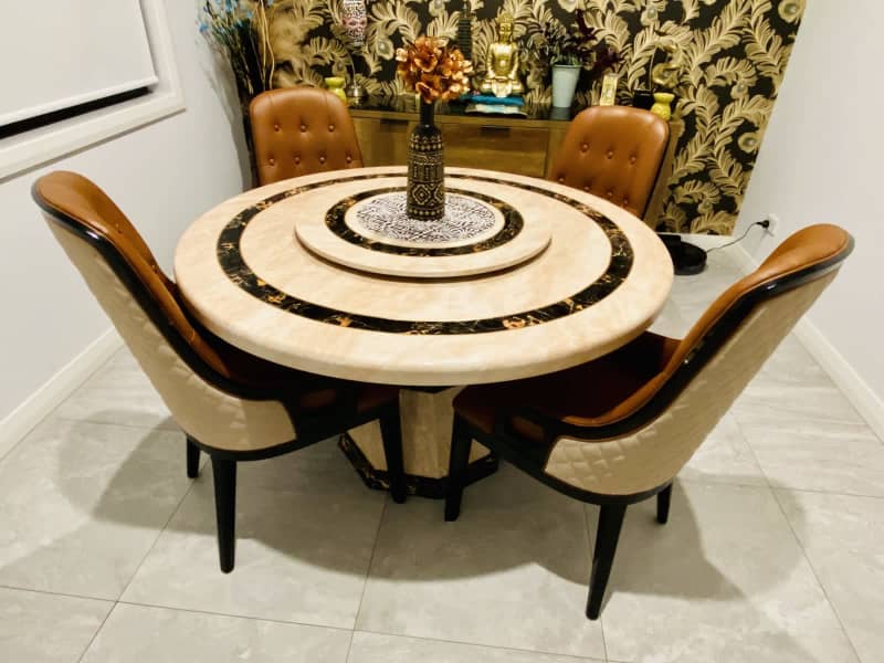 used marble top dining table