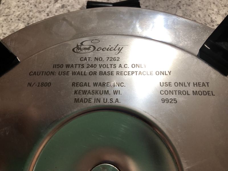 Electric Skillet by Society Regalware USA with cordon Bleu cord63017319656451111