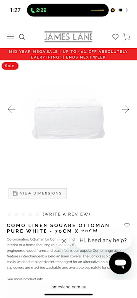 James Lane ottoman cover  charcoal 62863385066497111