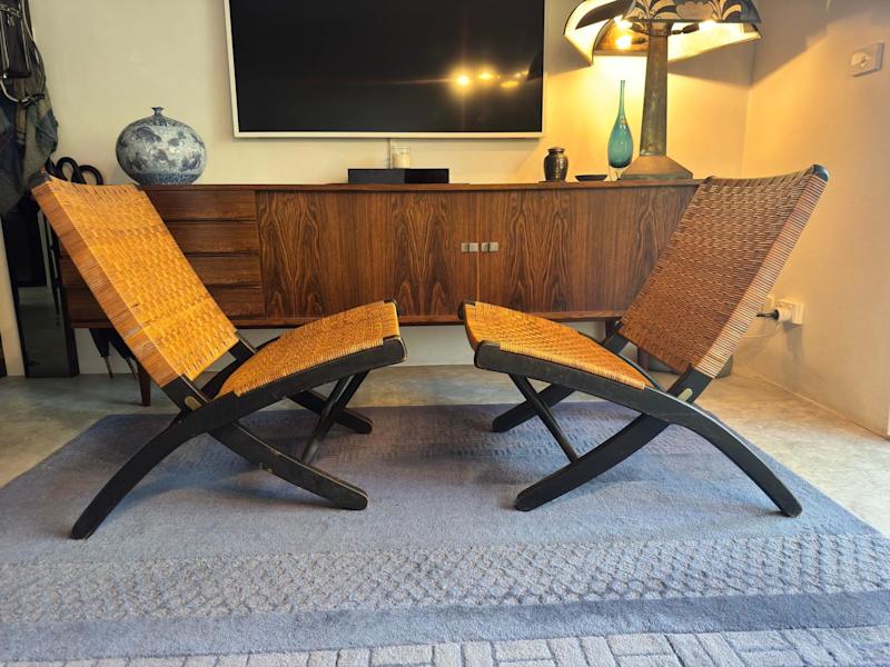 Mid century Japanese folding cane armchairs 62863380201473112
