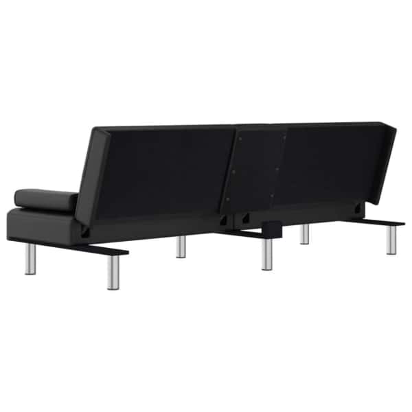 Sofa Bed with Cup Holders Black Faux Leather62863411665025112